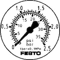 Festo Flanged Pressure Gauge FMA-50-2, 5-1/4-EN FMA-50-2,5-1/4-EN